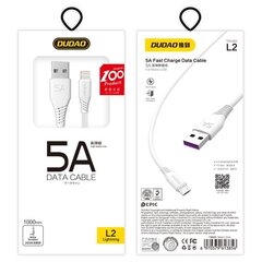 Dudao USB / Lightning fasst charging data cable 5A 1m white (L2L 1m white) цена и информация | Кабели для телефонов | hansapost.ee