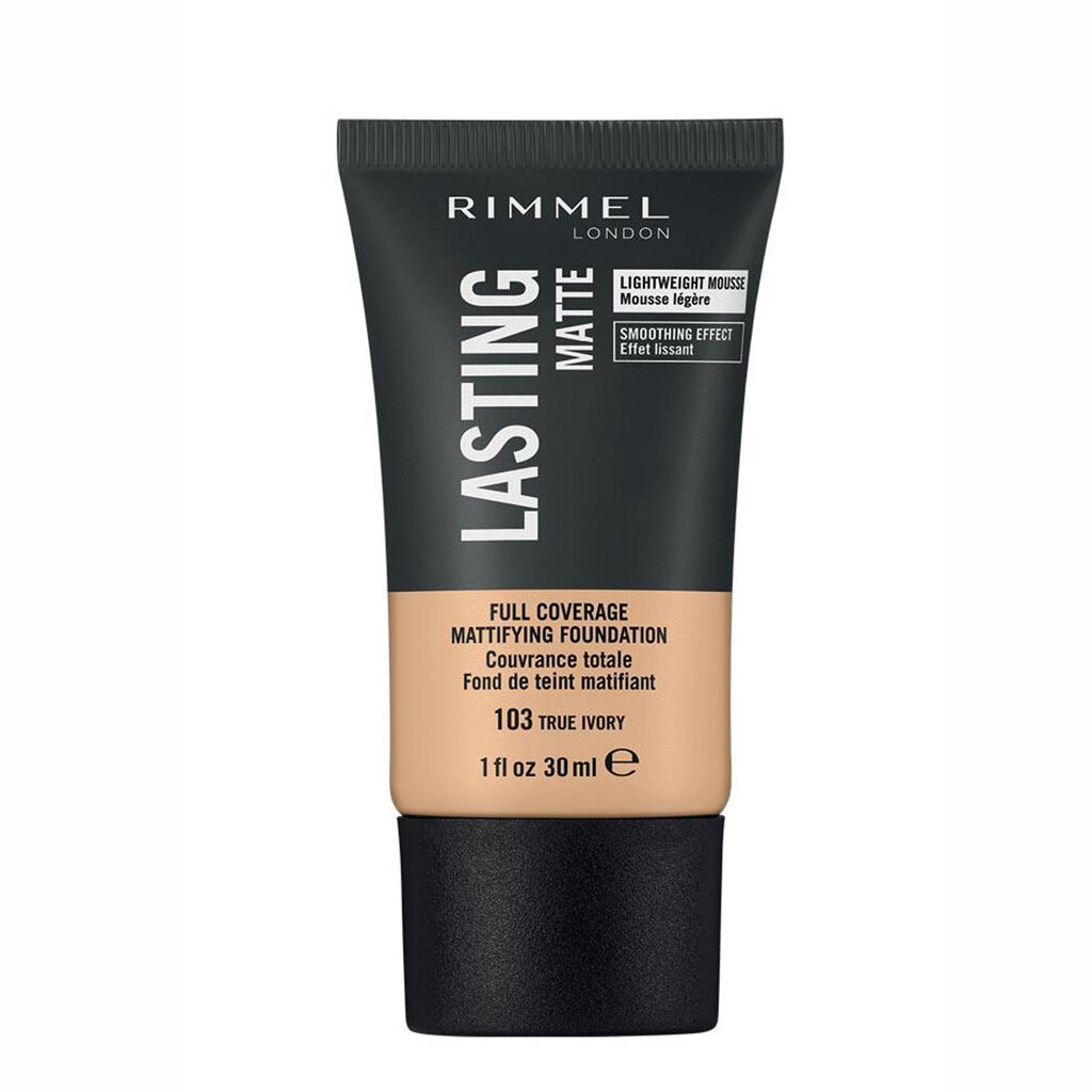 Jumestuskreem Rimmel Lasting Matte 103 True Ivory, 30 ml hind ja info | Jumestuskreemid ja puudrid | hansapost.ee