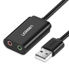 USB-heliadapter Ugreen 3,5 mm minipistik 15cm, must 30724 цена и информация | Адаптеры и USB-hub | hansapost.ee