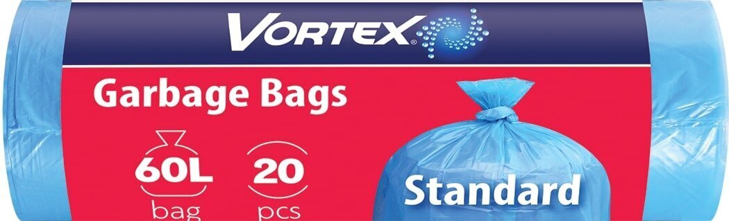 Prügikotid, Vortex 60L/20 tk, sinine цена и информация | Prügikotid | hansapost.ee