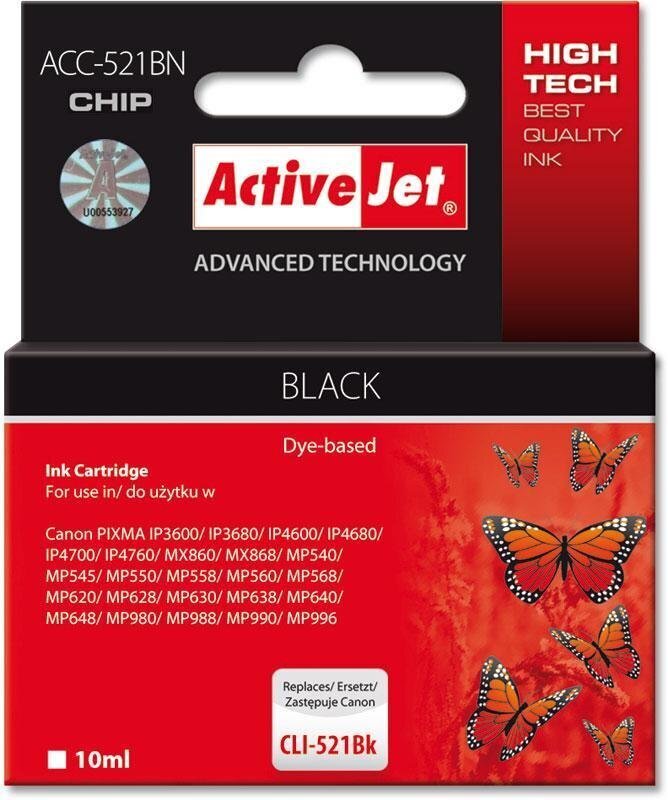Activejet ACC-521BN (Canon CLI-521Bk), must цена и информация | Tindiprinteri kassetid | hansapost.ee
