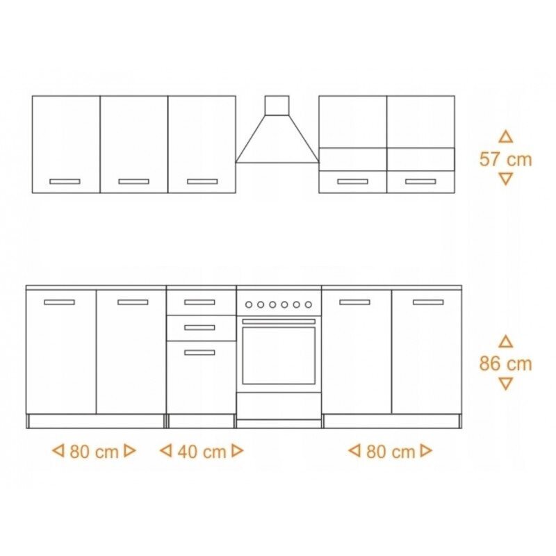 Köögikappide komplekt Set 200, valge hind ja info | Köögimööbli komplektid | hansapost.ee
