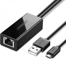 Ugreen väline võrguadapter USB 100Mbps Chromecasti jaoks 1 m kaabliga must (30985) цена и информация | Адаптеры и USB-hub | hansapost.ee