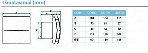 Vannitoa tõmbeventilaator AERAULIQA QD120 hind ja info | Vannitoa ventilaatorid | hansapost.ee