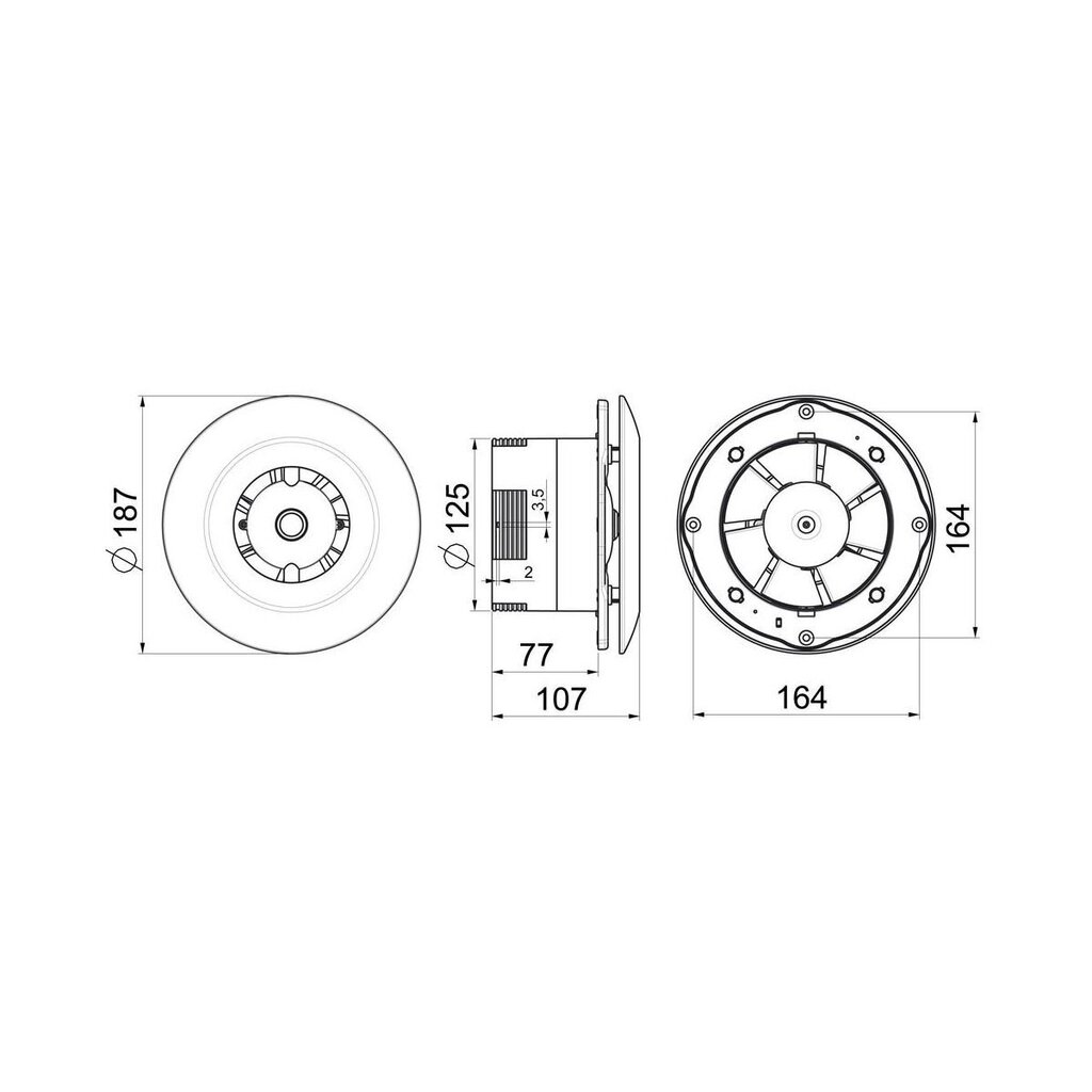 Ventilaator Awenta, Orbit WXO125 125 mm, valge hind ja info | Vannitoa ventilaatorid | hansapost.ee