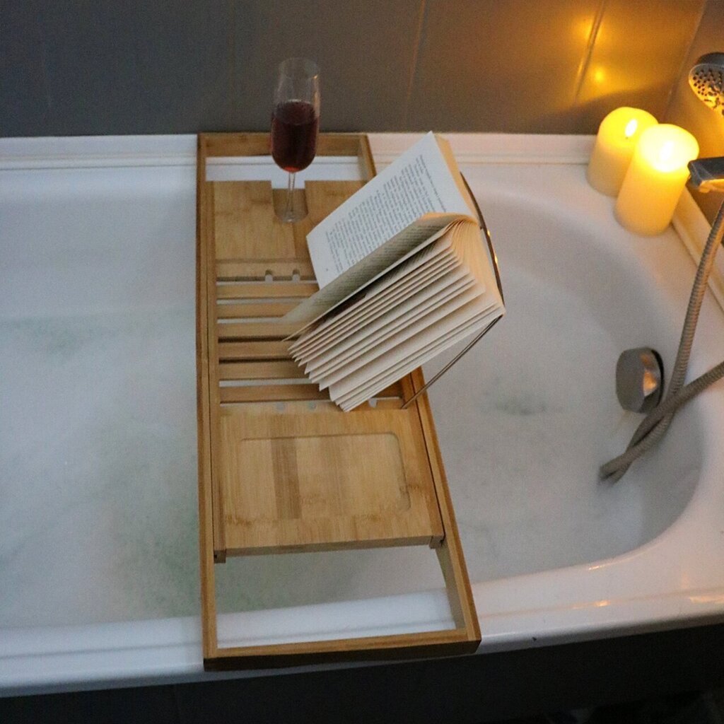 Bambusest vannitoa riiul, 70-105 x 22 cm hind ja info | Vannitoa aksessuaarid | hansapost.ee