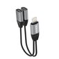 Dudao kõrvaklappide adapter Lightning kuni 2x Lightning adapter muusika ja laadimise jaoks, hall (L17i hall) цена и информация | USB adapterid ja jagajad | hansapost.ee