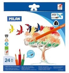 Vees lahustuvad Värvilised pliiatsid MILAN 324, 24 värvi, pintsliga hind ja info | Milan Lastekaubad ja beebikaubad | hansapost.ee