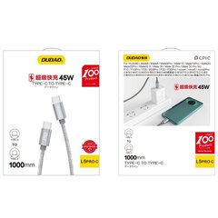 Кабель USB Type C Dudao USB Type C - 5 A, 45 Вт 1 м Power Delivery Quick Charge, серый (L5ProC) цена и информация | Borofone 43757-uniw | hansapost.ee