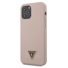 GUHCP12LLSTMLP Guessi silikoonist metallist kolmnurkne kate iPhone 12 Pro Max 6.7 heleroosa jaoks цена и информация | Чехлы для телефонов | hansapost.ee