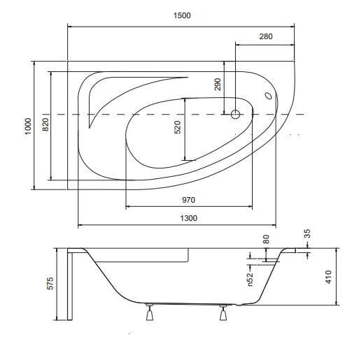 Vann Besco Cornea + mobiilne klaassein hind ja info | Vannid | hansapost.ee