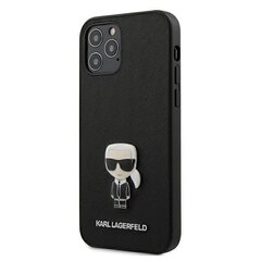 Ümbris Karl Lagerfeld KLHCP12LIKMSBK hardcase Saffiano Ikonik Metal, telefonile iPhone 12 Pro Max 6,7", must hind ja info | Telefonide kaitsekaaned ja -ümbrised | hansapost.ee