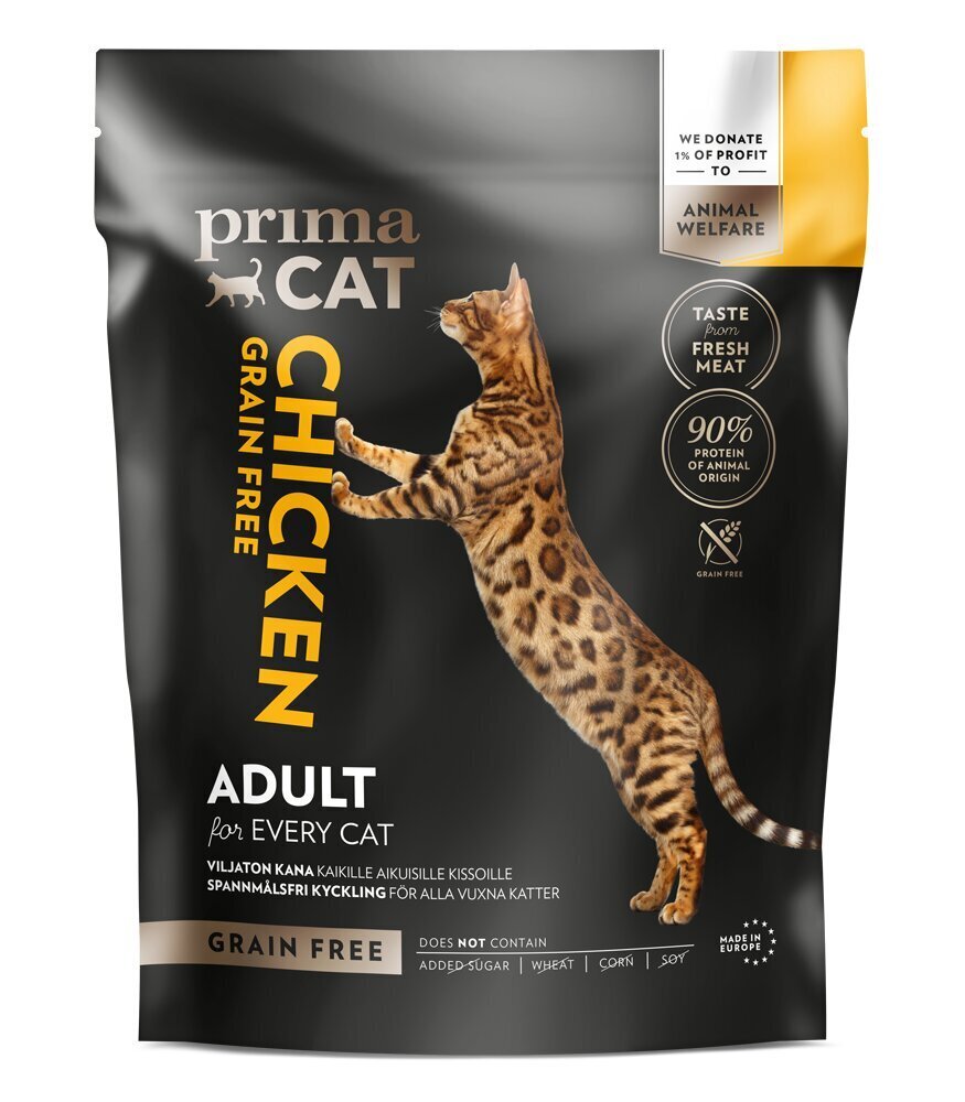 PrimaCat täistoit GrainFree kassidele kanalihaga 1,4kg цена и информация | Kassi kuivtoit ja kassikrõbinad | hansapost.ee