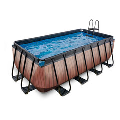 Каркасный бассейн с песочным фильтром Exit Wood, 400x200x122 см, коричневый цена и информация | Бассейны | hansapost.ee