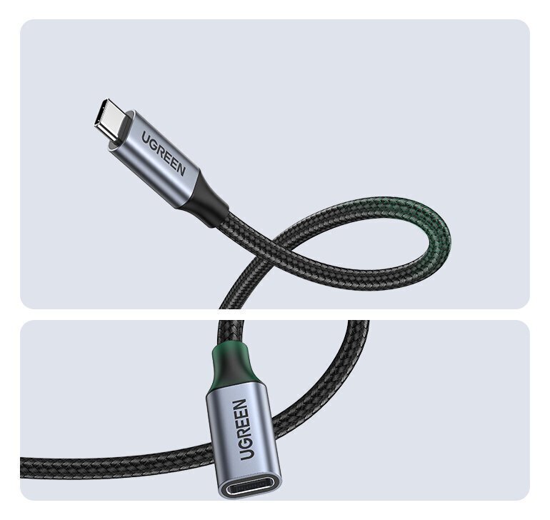 Kaabel Ugreen, USB Type C (female) - USB Type C (male), 0.5 m, pikendusjuhe цена и информация | Mobiiltelefonide kaablid | hansapost.ee