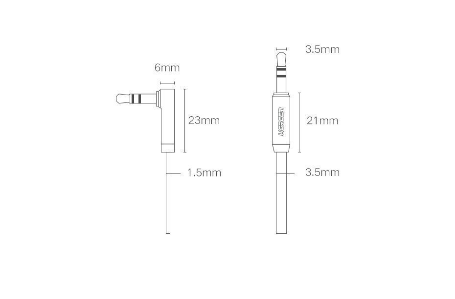 Kaabel Ugreen AUX 3,5 mm mini jack 0,5 m, must (AV119 10596) цена и информация | Juhtmed ja kaablid | hansapost.ee