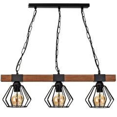 Milagro rippvalgusti Ulf Black/Wood 3 price and information | Pendant lights | hansapost.ee