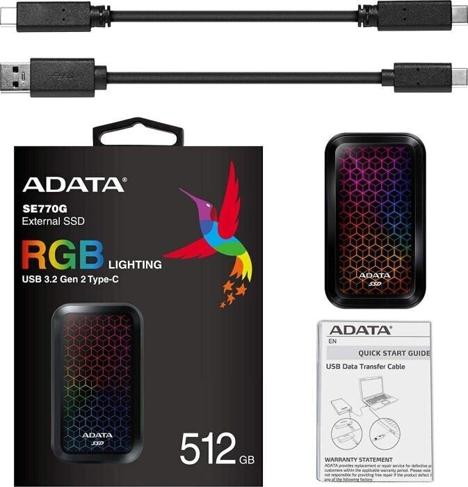 ADATA ASE770G-512GU32G2-CBK цена и информация | Sisemised kõvakettad | hansapost.ee