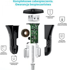 Автомобильное зарядное устройство Choetech 2x USB Quick Charge 3.0 30W 2.4A, черное (C0051) цена и информация | Зарядные устройства для телефонов | hansapost.ee