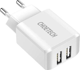 Двухпортовое настенное зарядное устройство Choetech C0030 2 x USB-A 10 Вт, 2 А цена и информация | Зарядные устройства для телефонов | hansapost.ee