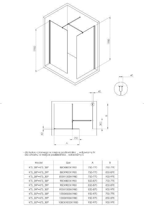 Deante dušikabiin Kerria Plus black mat 90x80,90,100 cm hind ja info | Dušikabiinid | hansapost.ee