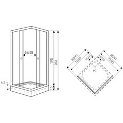 Душевая кабина Kerra Madera SQ 80 Solo, 80x80см цена и информация | Душевые кабины | hansapost.ee