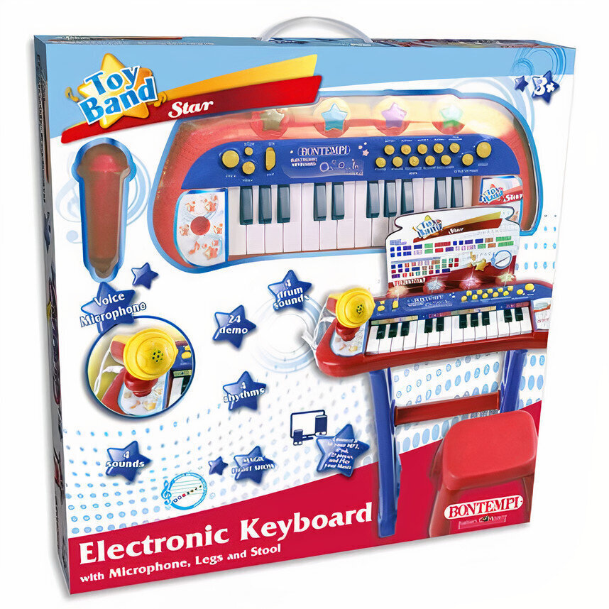 Elektrooniline klaver koos mikrofoni, aluse ja tooliga Bontempi, 13 2410 hind ja info | Arendavad laste mänguasjad | hansapost.ee