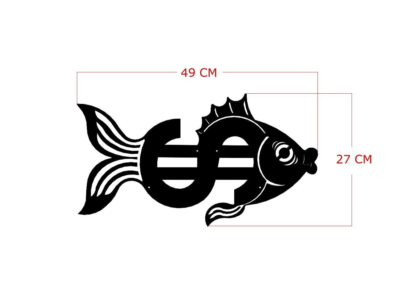 Metallist seinadekoratsioon Dollar Fish цена и информация | Sisustuselemendid | hansapost.ee