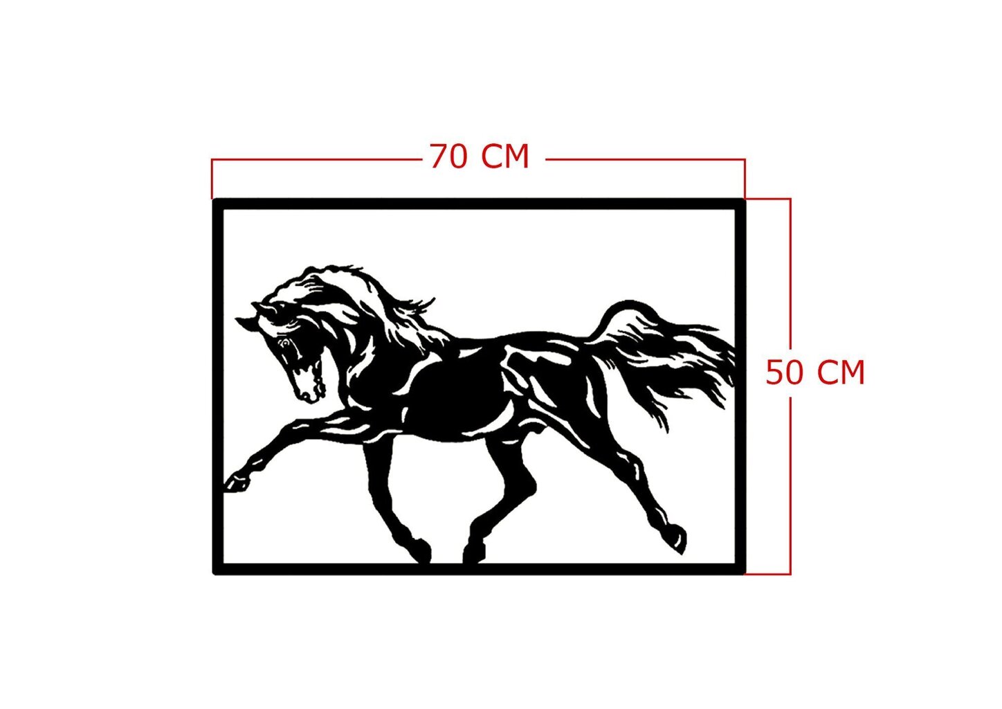 Metallist seinakaunistus Horse, 70x50 cm цена и информация | Sisustuselemendid | hansapost.ee