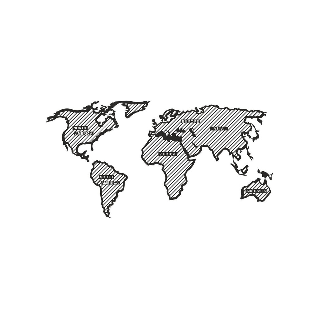 Metallist seinadekoratsioon World Map In The Stripes цена и информация | Sisustuselemendid | hansapost.ee