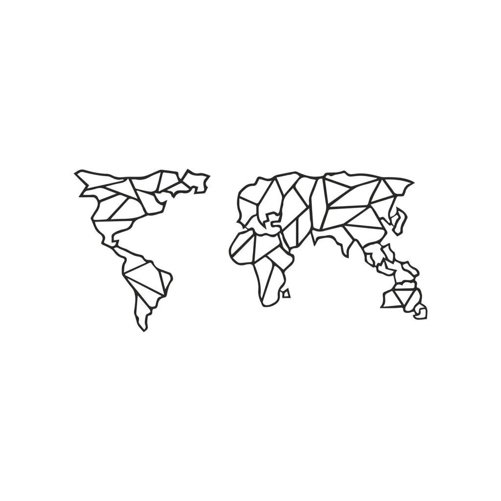 Metallist riputatav dekoratsioon Geometric World Map Black, 120x58 cm цена и информация | Sisustuselemendid | hansapost.ee