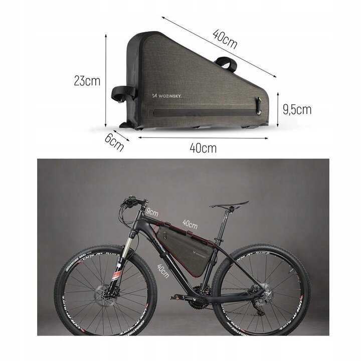 Wozinsky bicycle bag for the bicycle frame 8L grey (WBB15BK) цена и информация | Rattakotid ja telefonikotid | hansapost.ee