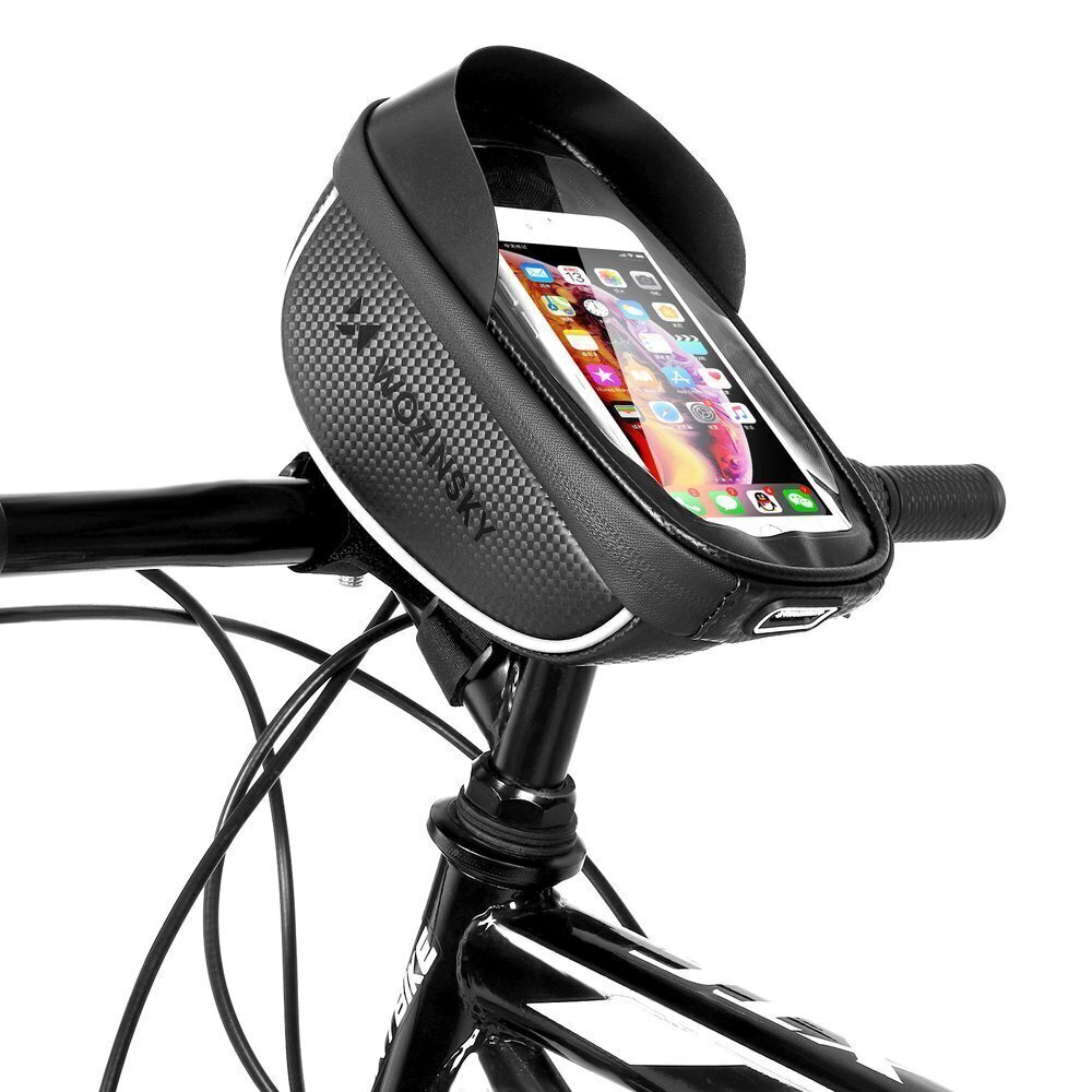 Wozinsky Bicycle Front Frame Handlebar Bag Touch Screen Phone Holder 1L black (WBB16BK) цена и информация | Telefonide kaitsekaaned ja -ümbrised | hansapost.ee