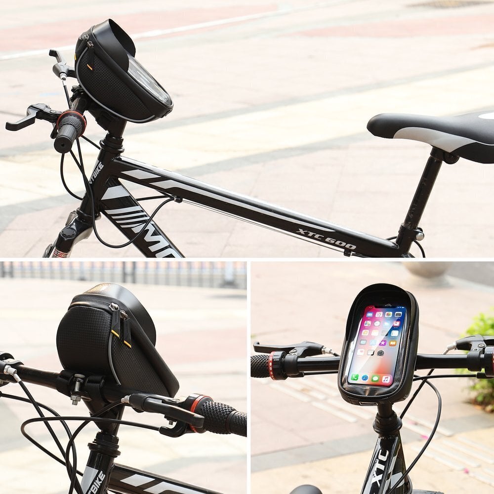 Wozinsky Bicycle Front Frame Handlebar Bag Touch Screen Phone Holder 1L black (WBB16BK) цена и информация | Telefonide kaitsekaaned ja -ümbrised | hansapost.ee