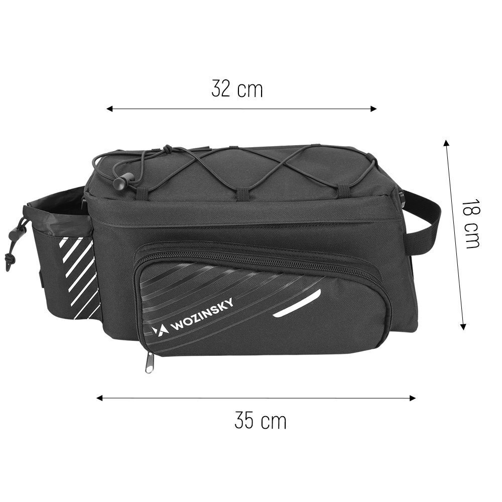 Wozinsky Bicycle Bike Pannier Bag Rear Trunk Bag with Shoulder Strap 9L black (WBB22BK) hind ja info | Pakiraamid jalgrattale | hansapost.ee