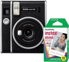 Kiirpildikaamera Fujifilm Instax Mini 40 + Instax Mini Glossy (10tk) , Black hind ja info | Kiirpildikaamerad | hansapost.ee