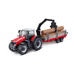 Детский трактор с экспедитором деревьев Bburago Massey Ferguson 8740S / 10 см / кpacный цена и информация | Игрушки для мальчиков | hansapost.ee