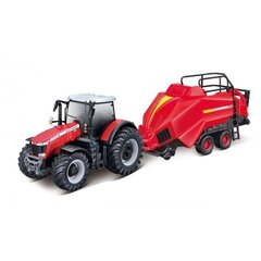 Traktor Bburago Massey Ferguson 8740S Tractor Kids with Baler Lifter hind ja info | Mänguasjad poistele | hansapost.ee