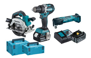 Makita DLX3138TJ LXT ® tööriistakomplekt 18V 2x5.0Ah Li-ion (DDF484 + DHS660 + DTM51) hind ja info | Akutrellid, puurid ja kruvikeerajad | hansapost.ee