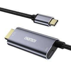 Однонаправленный адаптер Choetech USB тип C (папа) на HDMI 4K 60Hz (папа) + блок питания Power Delivery 60Вт 1.8м серый (XCH-M180-GY) цена и информация | Адаптеры и USB-hub | hansapost.ee