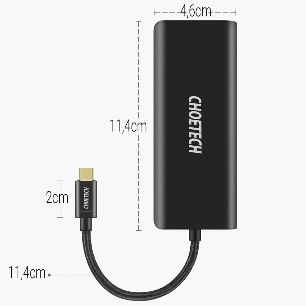 Адаптер-концентратор для док-станции Choetech USB Typ C 6в1 100Вт PD,  черный (HUB-M05) цена | hansapost.ee