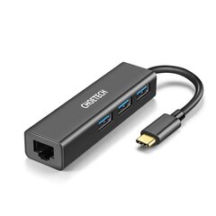 Многофункциональный концентратор Choetech 4w1 USB Type C 3x USB 3.0 / Ethernet RJ-45, серый (HUB-U02BK) цена и информация | Адаптеры, USB-разветвители | hansapost.ee