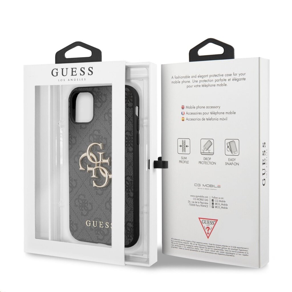 GUHCN614GMGGR Guess PU 4G Metal Logo Case for iPhone 11 Grey цена и информация | Telefonide kaitsekaaned ja -ümbrised | hansapost.ee