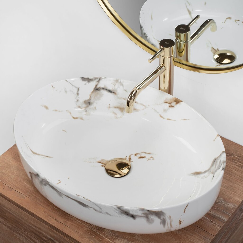 Valamu REA Queen, Carrara Marble shiny hind ja info | Vannitoa valamud, kraanikausid | hansapost.ee