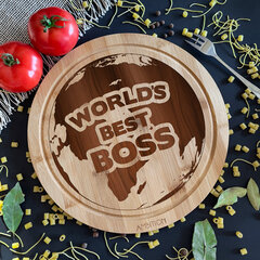 Ümmargune bambusest lõikelaud "World's best boss" hind ja info | Muud kingiideed | hansapost.ee