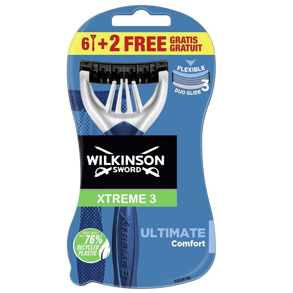 Ühekordsed raseerijad Wilkinson Sword Xtreme3 Ultimate Comfort, 8 tk. hind ja info | Raseerimisvahendid | hansapost.ee