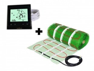 Põrandaküttevõrk Wellmo MAT (suurus 1 m2) + programmeeritav termostaat Wellmo WTH-51.36 NEW BLACK (must) hind ja info | Põrandaküte | hansapost.ee