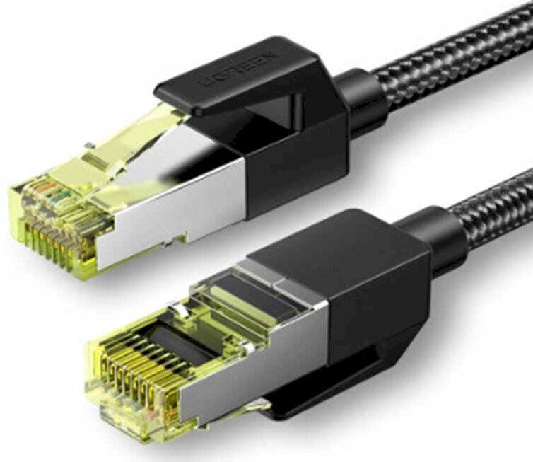 UGREEN NW150 Cat 7 F/FTP Braid Ethernet RJ45 Cable 0.5m (black) hind ja info | Juhtmed ja kaablid | hansapost.ee