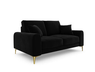 Двухместный диван Mazzini Sofas Madara, велюр, черный/золотой цена и информация | Диваны | hansapost.ee