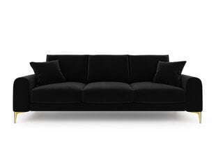 Трехместный диван Mazzini Sofas Madara, велюр, черный/золотой цена и информация | Диваны | hansapost.ee